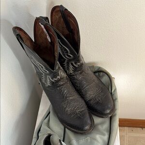 Tony Lama Black Leather Cowboy Boots